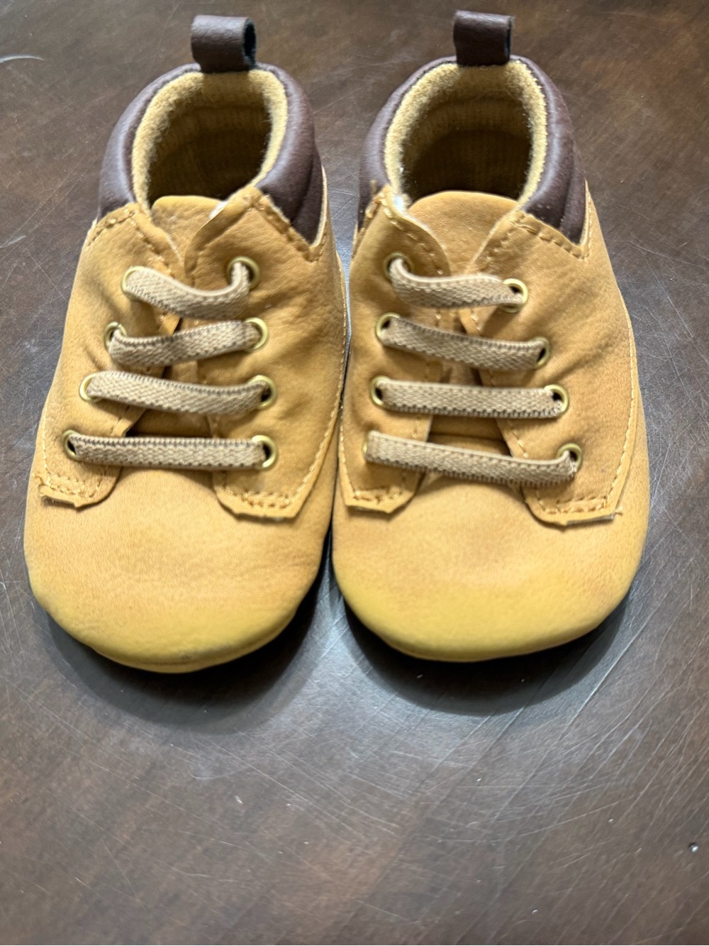 child of mine Tan and Brown Baby Lace-Up Walker Shoes
